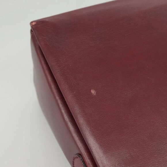 CELINE Shoulder Bag Leather Wine Red Gold Auth - Picture 12 of 15